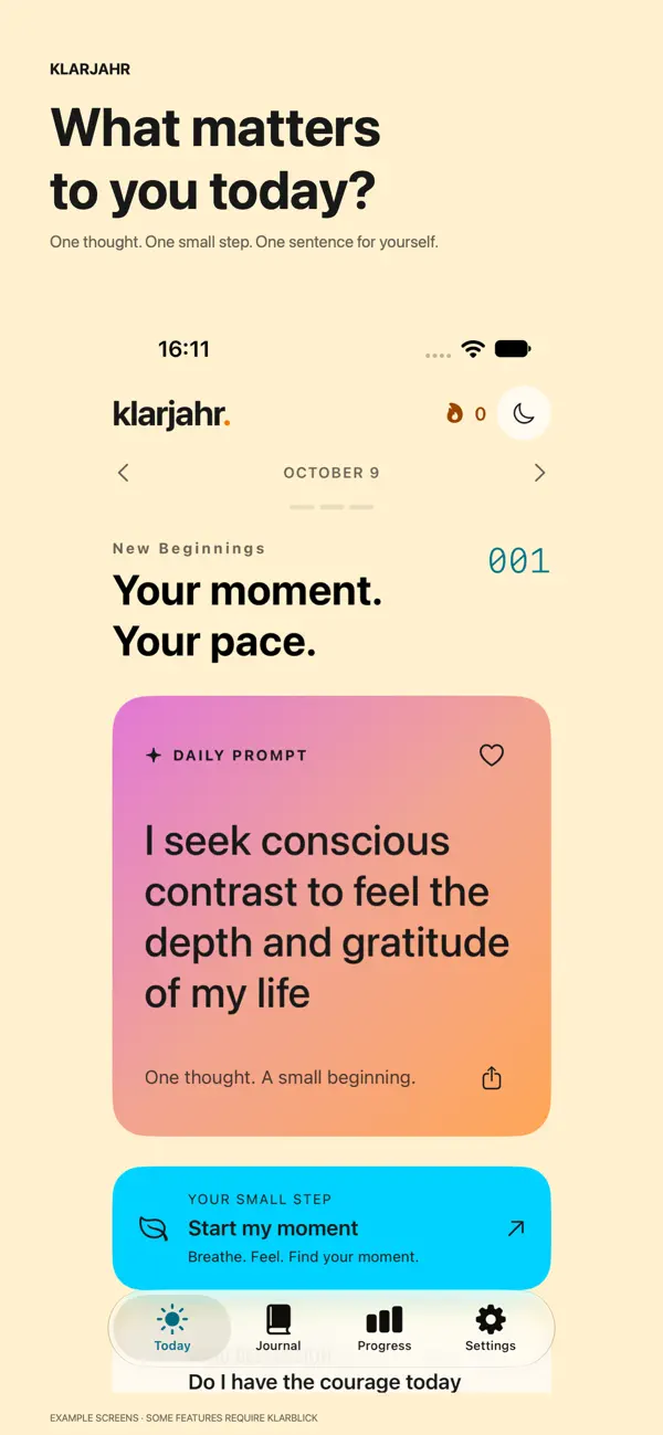 Klarjahr original product screen